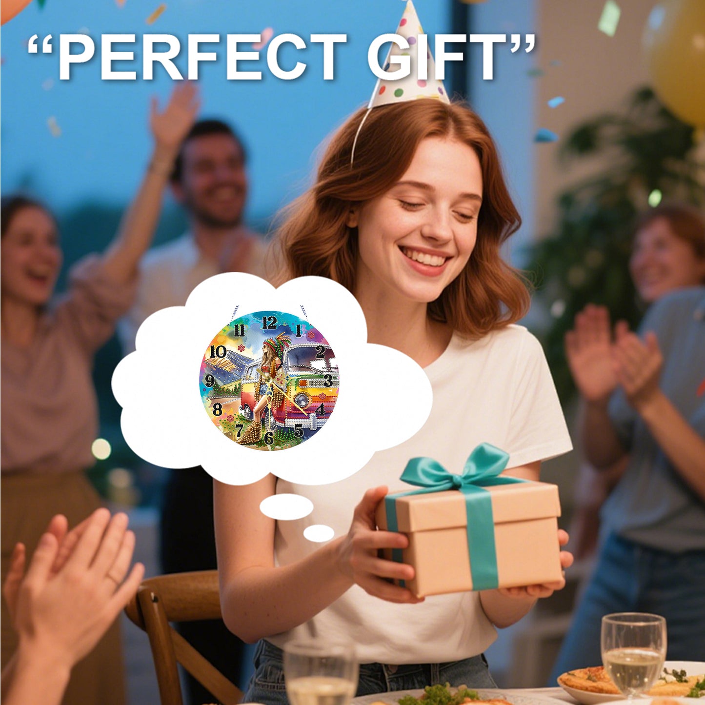 Outdoor Girl 2D Flat DIY Acrylic Diamonds Painting Clocks Home   Bedroom Decor