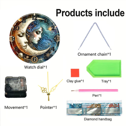 Star Moon Girl 2D Flat DIY Acrylic Diamonds Painting Clocks Home   Bedroom Decor