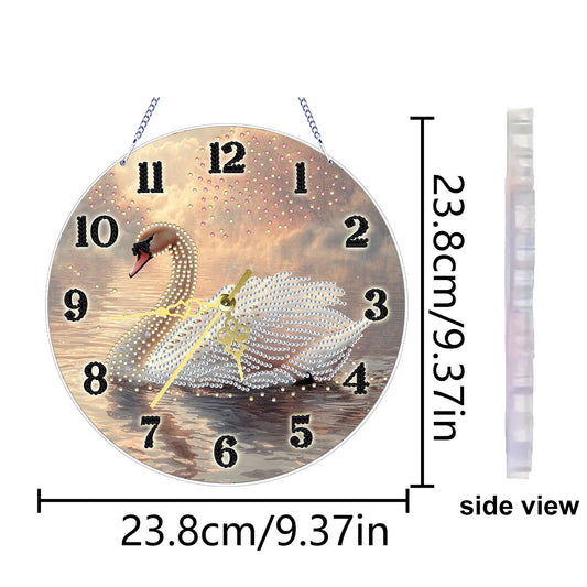 Rooster 2D Flat DIY Acrylic Diamonds Painting Clocks for Living Room Decoration