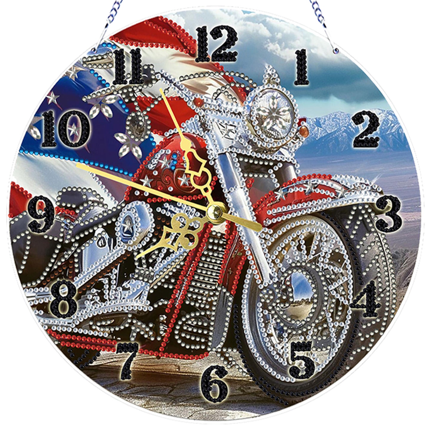 Motorcycle 2D Flat DIY Acrylic Diamonds Painting Clocks Home   Bedroom Decor