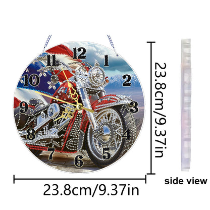 Motorcycle 2D Flat DIY Acrylic Diamonds Painting Clocks Home   Bedroom Decor