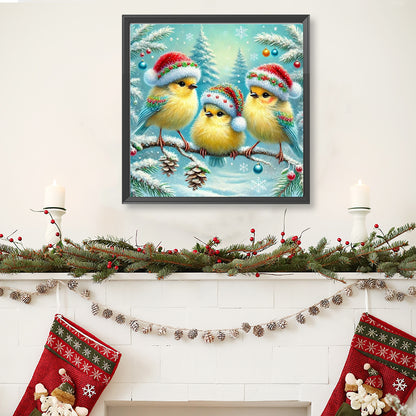 Christmas Hat Bird - Full Round Drill Diamond Painting 40*40CM