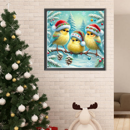 Christmas Hat Bird - Full Round Drill Diamond Painting 40*40CM