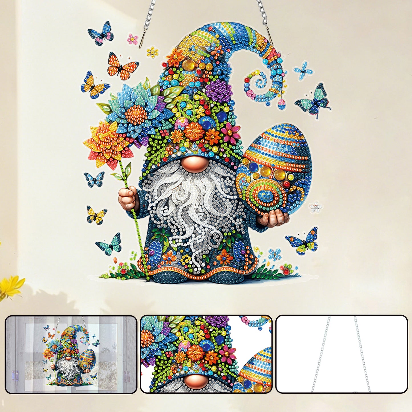 Easter 2D Flat DIY Special Shape Diamond Art Hanging Pendant Kit Wall Door Decor