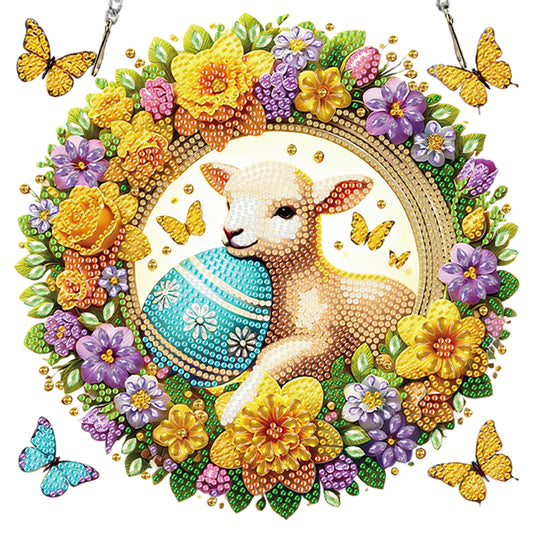 Sheep Wreath 2D Flat DIY Special Shape Hanging Diamond Art Kits Wall Door Decor