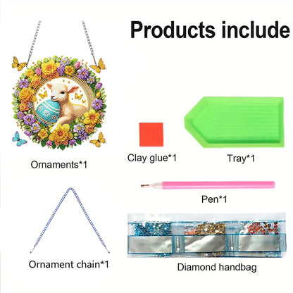 Sheep Wreath 2D Flat DIY Special Shape Hanging Diamond Art Kits Wall Door Decor