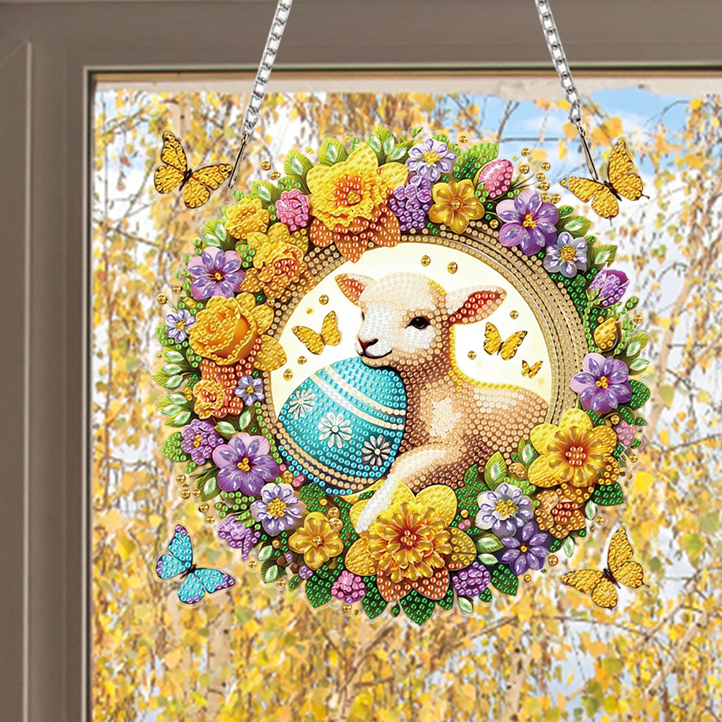 Sheep Wreath 2D Flat DIY Special Shape Hanging Diamond Art Kits Wall Door Decor