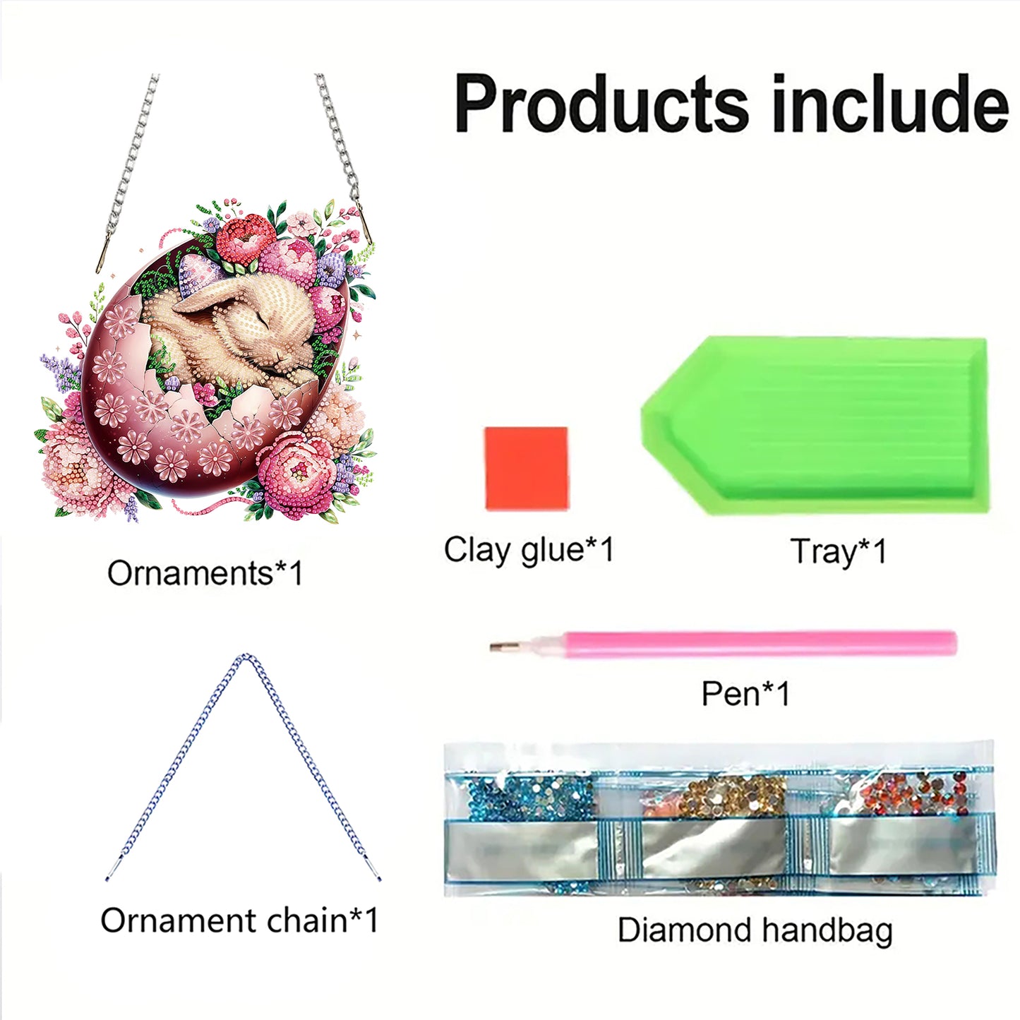 Rabbit 2D Flat DIY Special Shape Diamond Art Hanging Pendant Kit Wall Door Decor