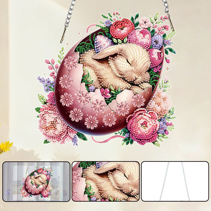 Rabbit 2D Flat DIY Special Shape Diamond Art Hanging Pendant Kit Wall Door Decor