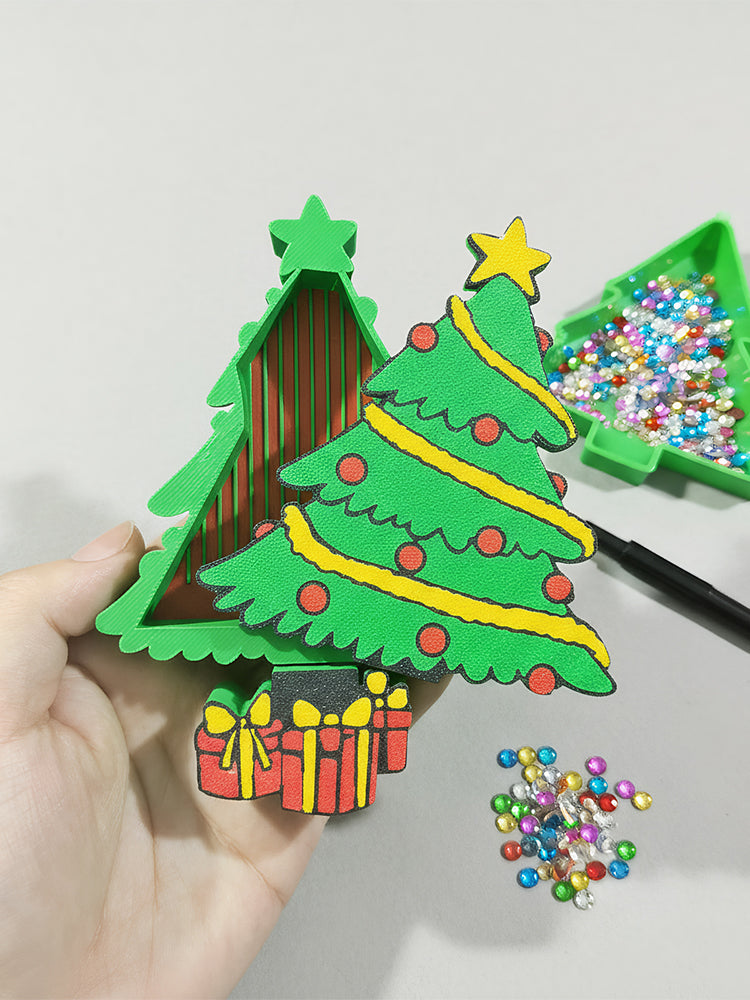 Christmas Tree Diamond Painting Tray Organizer with Lid for DIY Diamond Painting