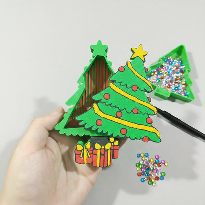 Christmas Tree Diamond Painting Tray Organizer with Lid for DIY Diamond Painting