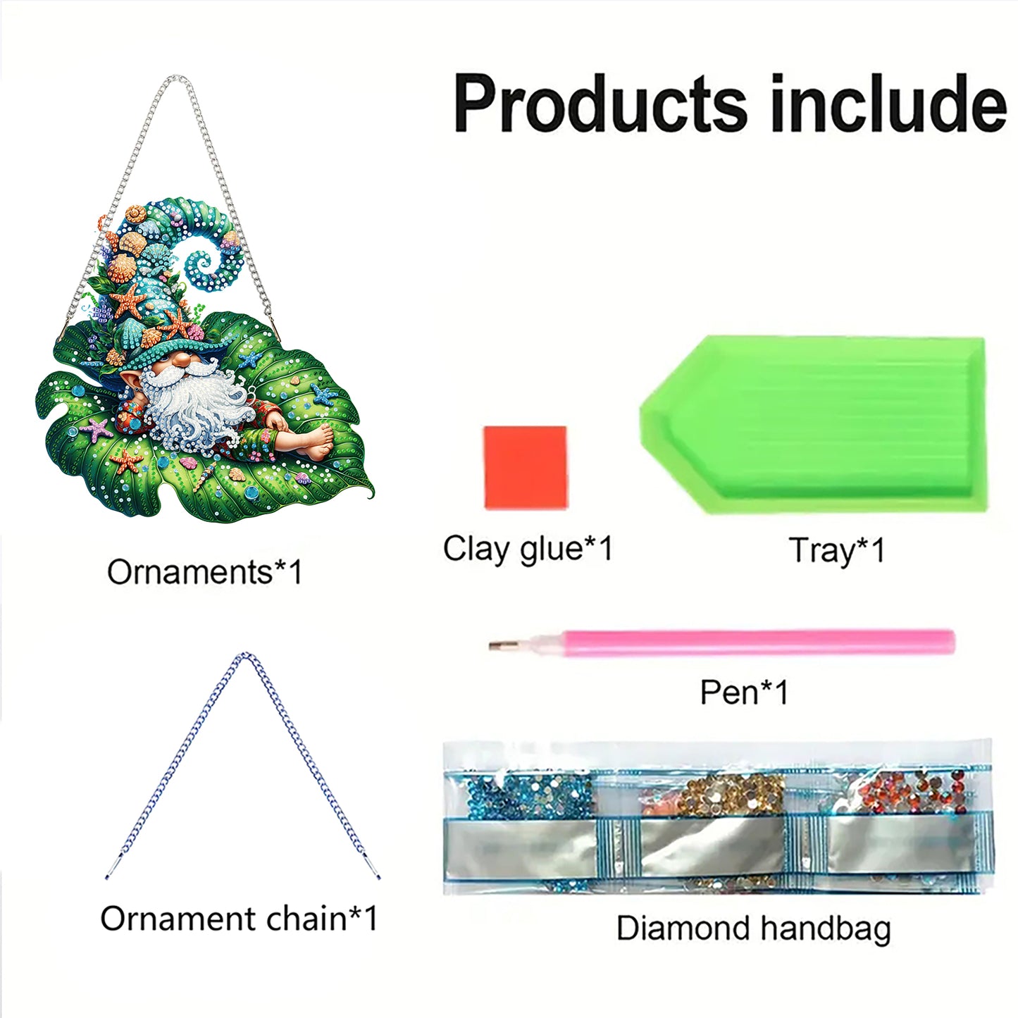 Ocean Gnome 2D Flat DIY Special Shape Diamond Art Hanging Pendant Kit Wall Decor
