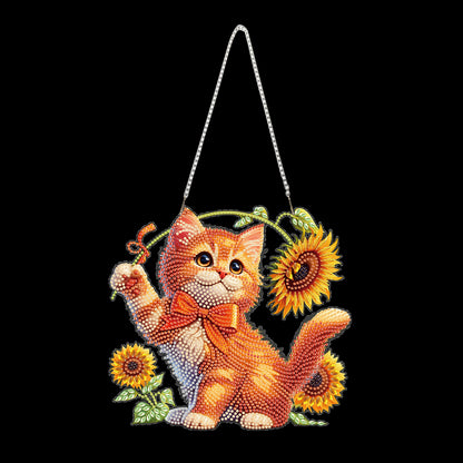 Cats Sunflower 2D Flat DIY Special Shape Hanging Diamond Art Kits Wall Decor