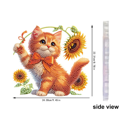 Cats Sunflower 2D Flat DIY Special Shape Hanging Diamond Art Kits Wall Decor