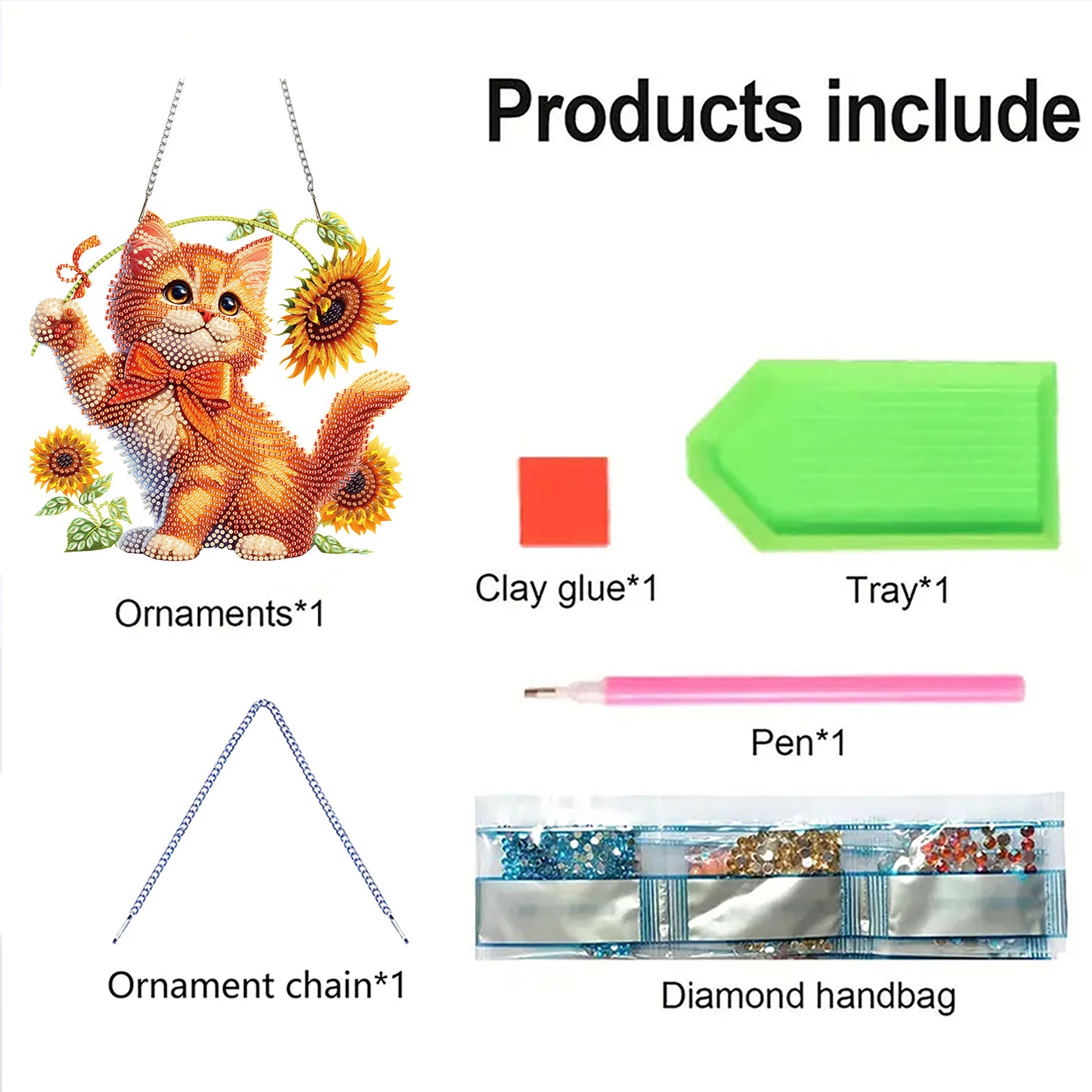 Cats Sunflower 2D Flat DIY Special Shape Hanging Diamond Art Kits Wall Decor