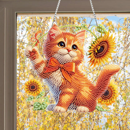 Cats Sunflower 2D Flat DIY Special Shape Hanging Diamond Art Kits Wall Decor