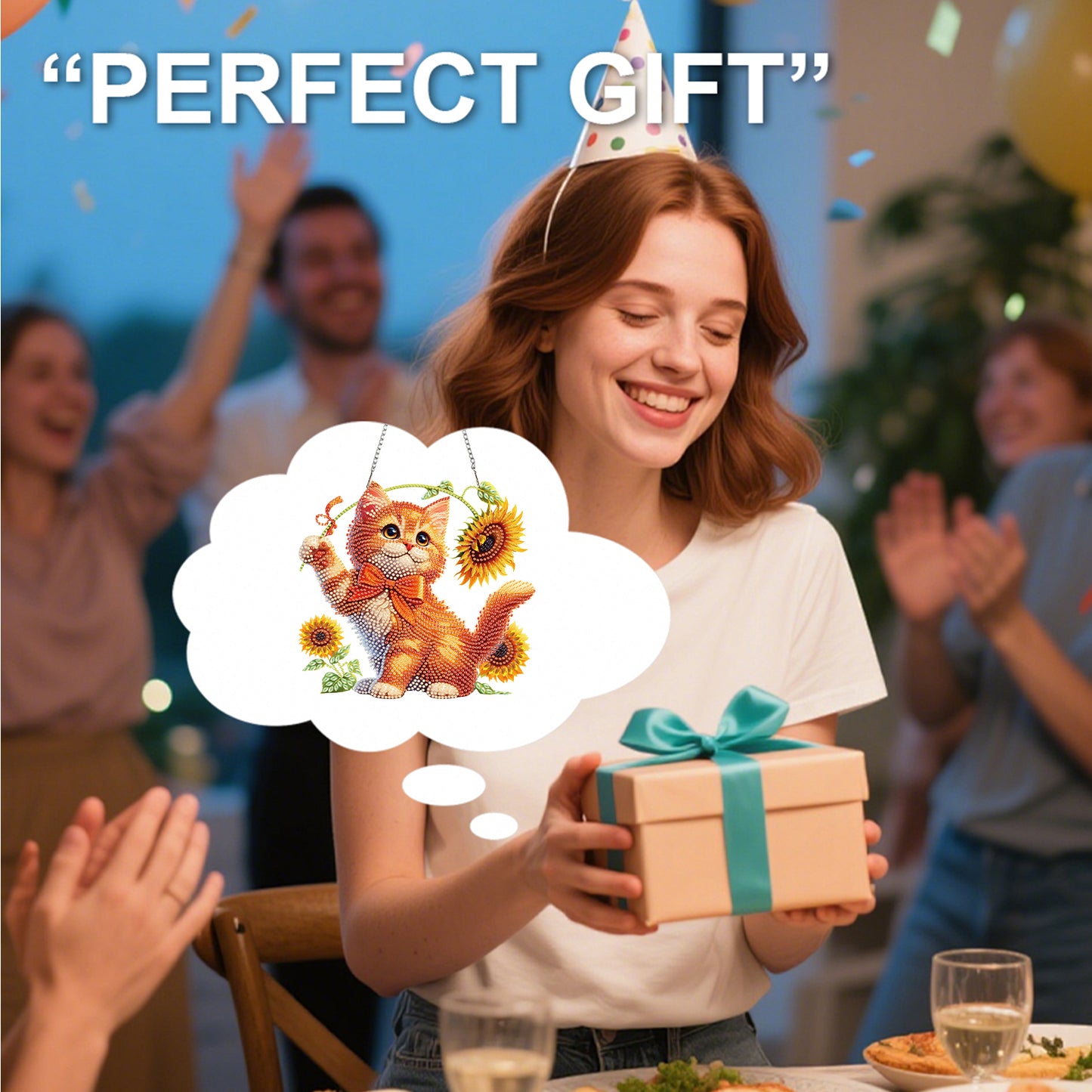 Cats Sunflower 2D Flat DIY Special Shape Hanging Diamond Art Kits Wall Decor