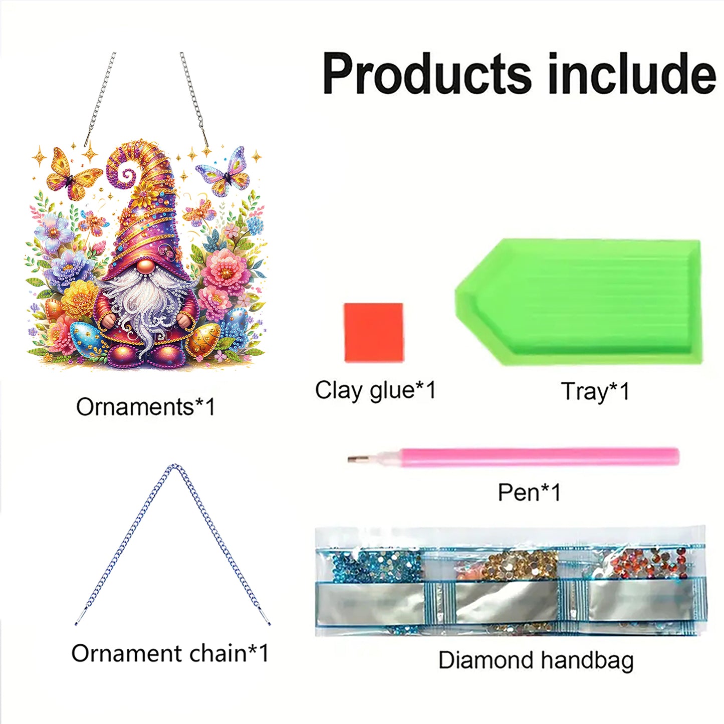 Butterfly Gnome 2D Flat DIY Special Shape Hanging Diamond Art Kits Wall Decor