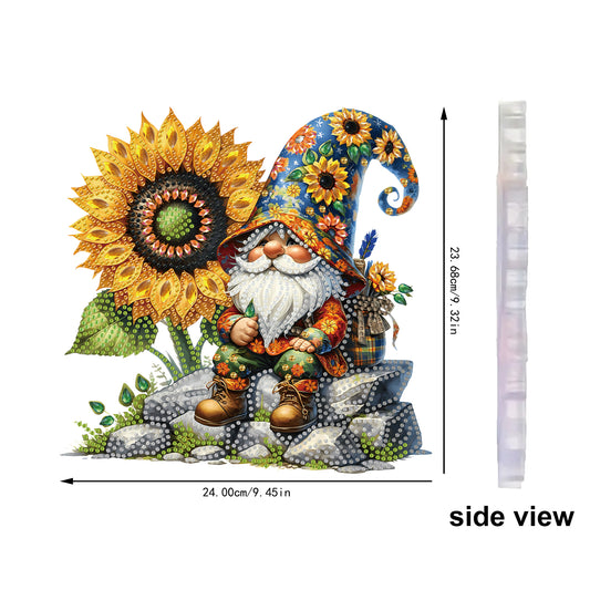 Gnome Sunflower 2D Flat DIY Special Shape Hanging Diamond Art Kits Wall Decor