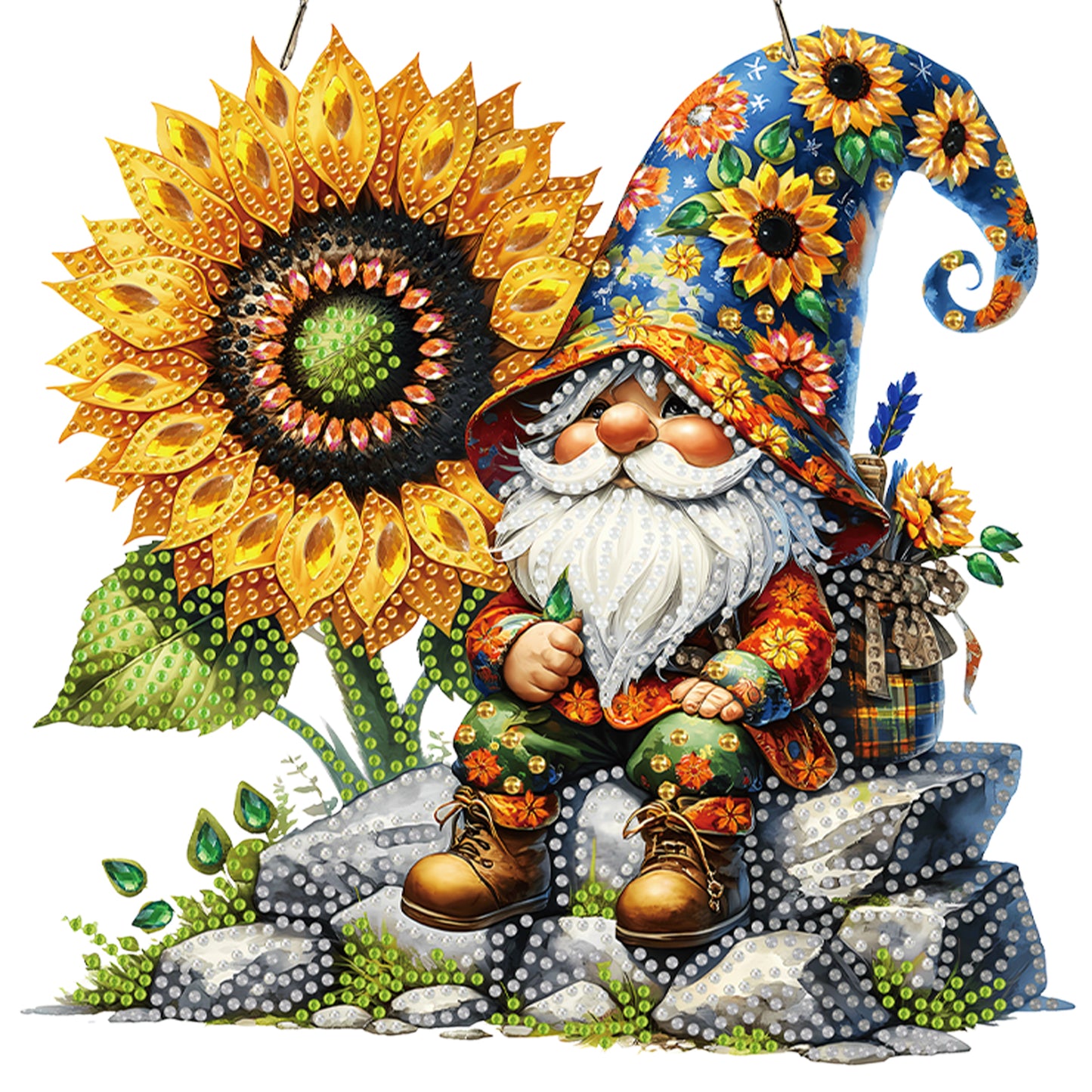 Gnome Sunflower 2D Flat DIY Special Shape Hanging Diamond Art Kits Wall Decor
