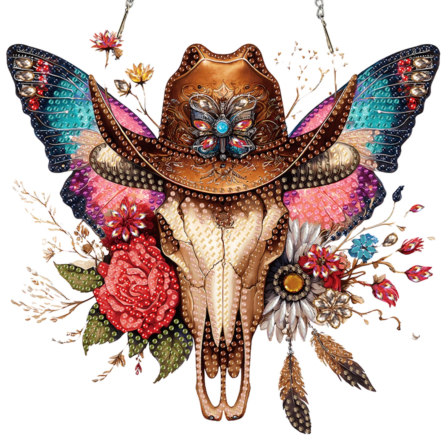 Butterfly Cowboy Sku 2D Flat DIY Special Shape Diamond Art Hanging Pendant Kit