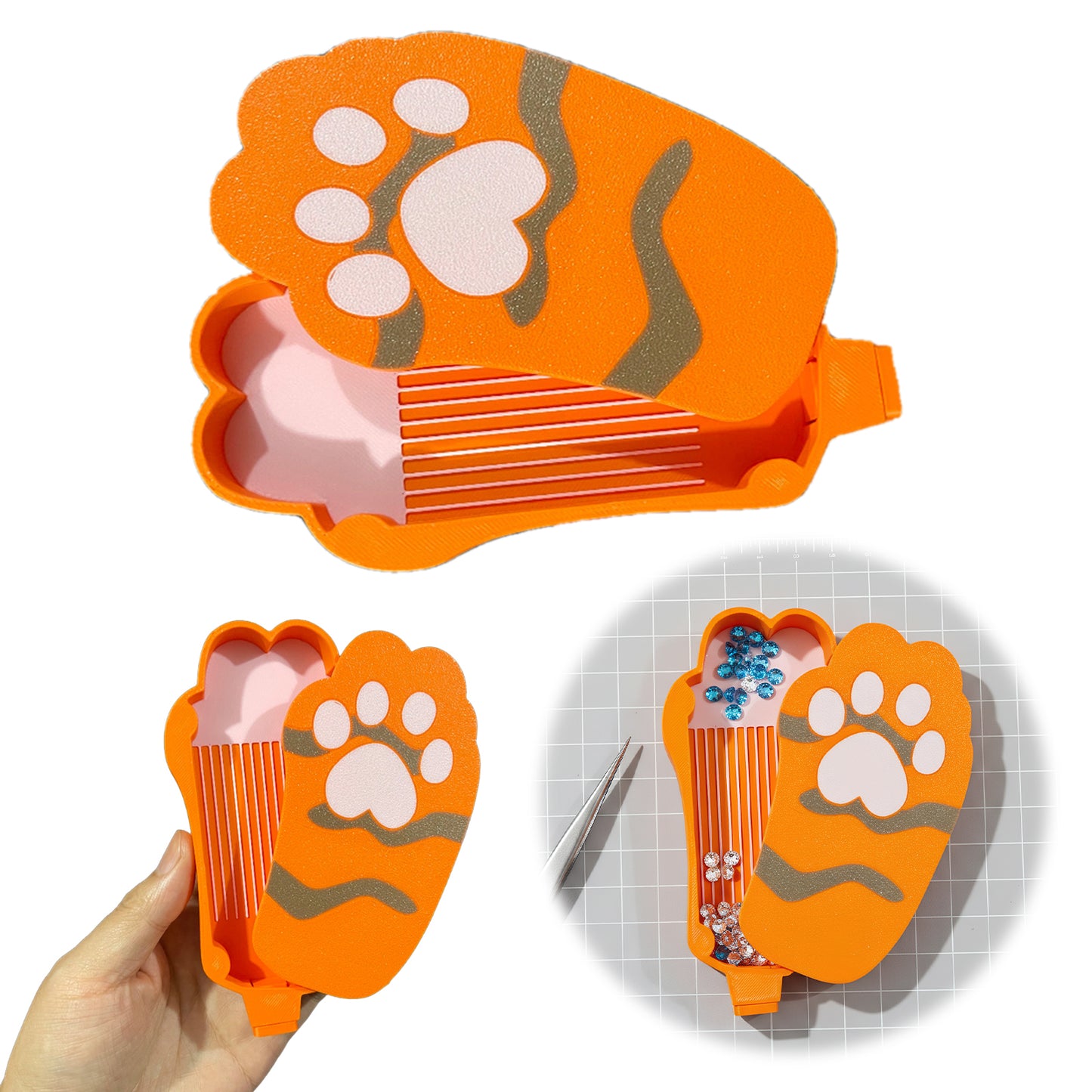 Diamond Painting Tray Organizer with Magnetic Lid for DIY Crafts Beads (Brown L)