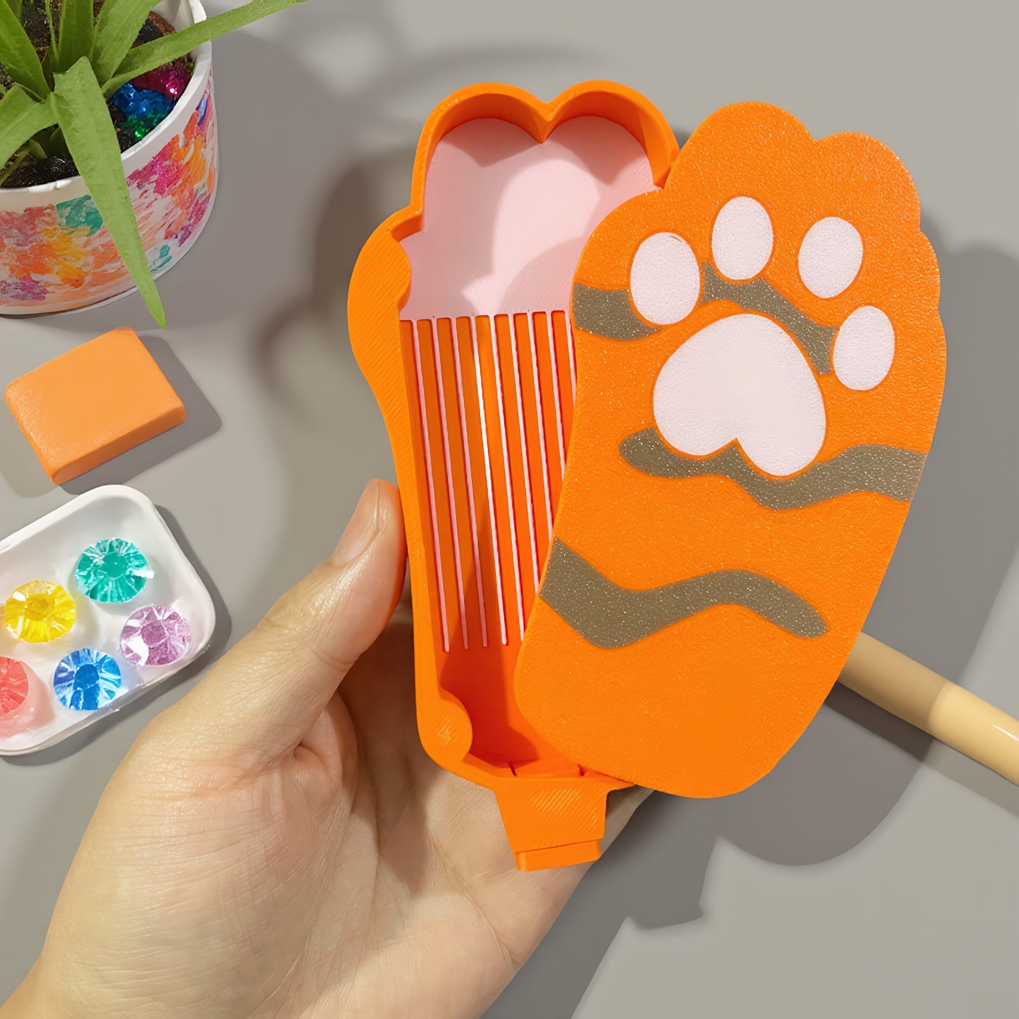 Diamond Painting Tray Organizer with Magnetic Lid for DIY Crafts Beads (Brown L)