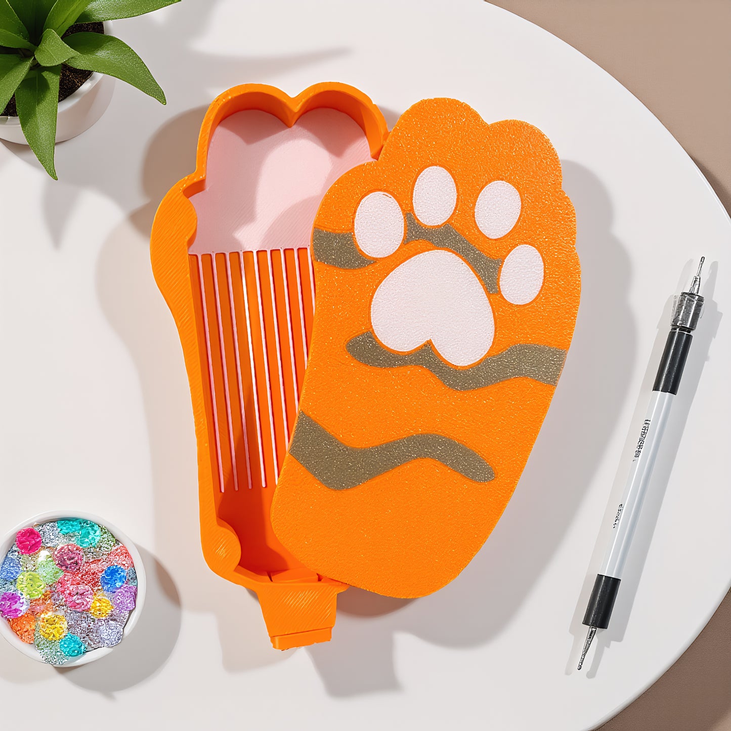 Diamond Painting Tray Organizer with Magnetic Lid for DIY Crafts Beads (Brown L)