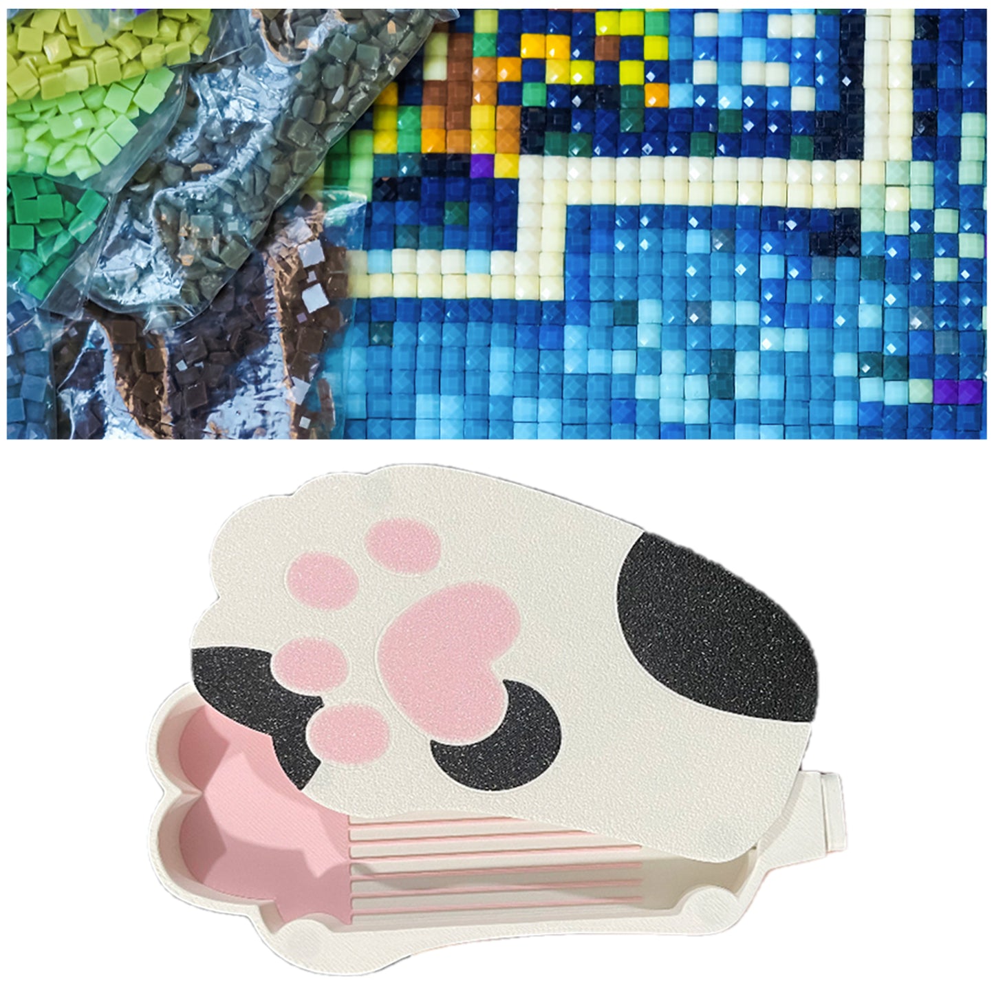 Diamond Painting Tray Organizer with Magnetic Lid for DIY Crafts(White-black L)