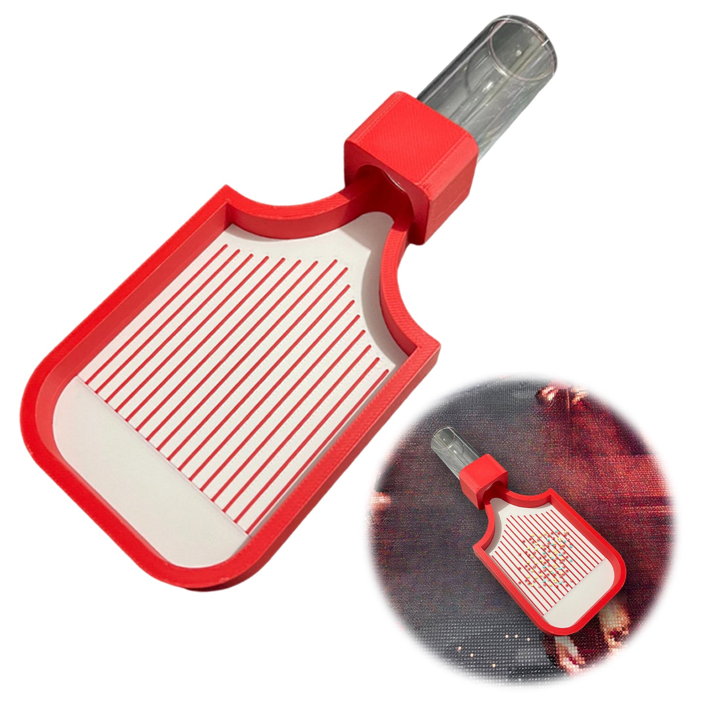 Diamond Art Painting Bead Sorting Tray with Jar for Diamond Art Beads (Red)