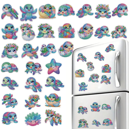 30Pcs Turtle 2D Acrylic DIY Diamond Painting Magnets Special-Shaped Diamond Home