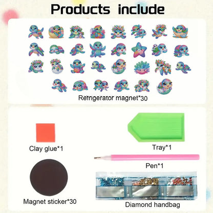 30Pcs Turtle 2D Acrylic DIY Diamond Painting Magnets Special-Shaped Diamond Home