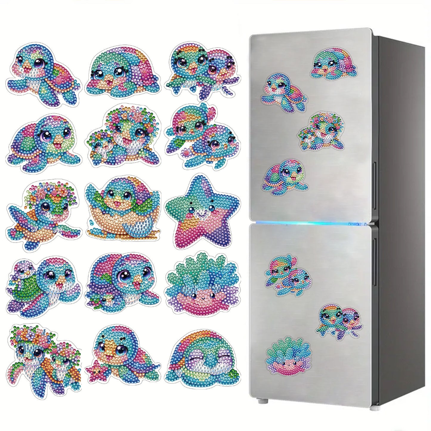 30Pcs Turtle 2D Acrylic DIY Diamond Painting Magnets Special-Shaped Diamond Home