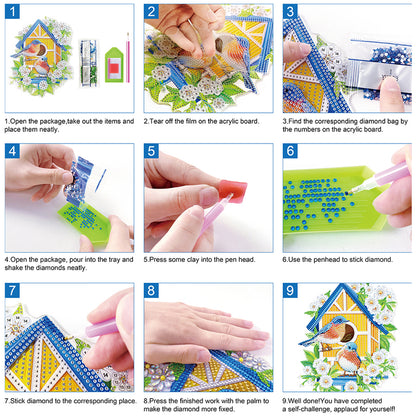 Sweet Home 2D Flat DIY Acrylic Diamond Art Pendant Craft Kit for Home Wall Decor