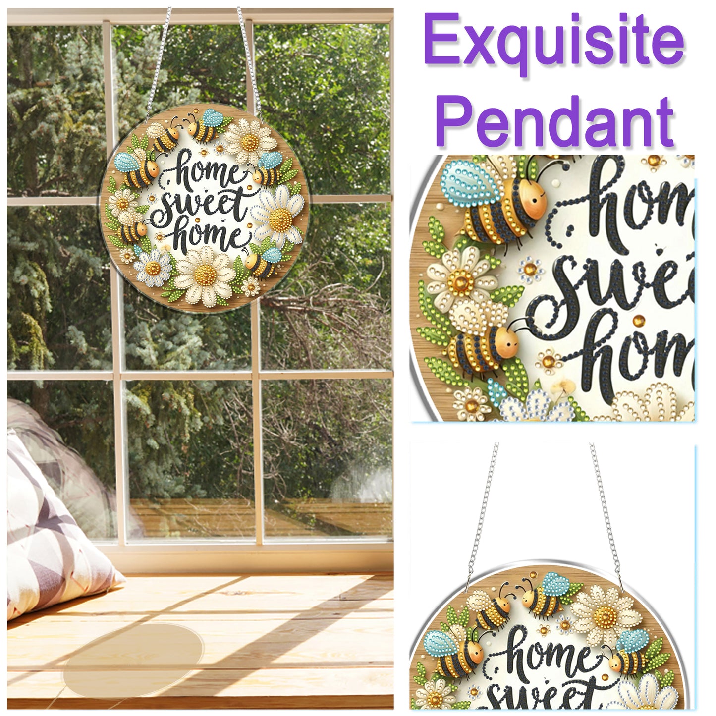 Sweet Home 2D Flat DIY Acrylic Diamond Art Pendant Craft Kit for Home Wall Decor