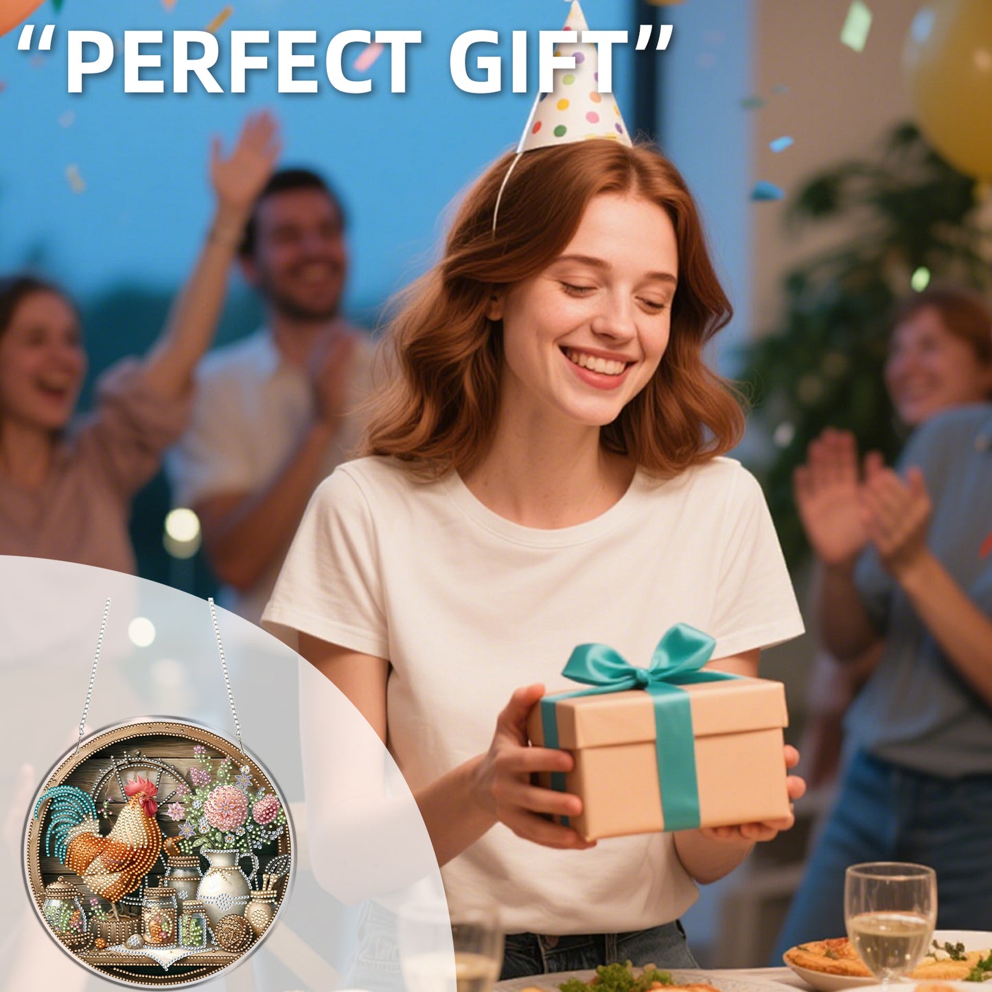 Rooster 2D Flat DIY Acrylic Diamond Art Pendant Craft Kit for Home Wall Decor