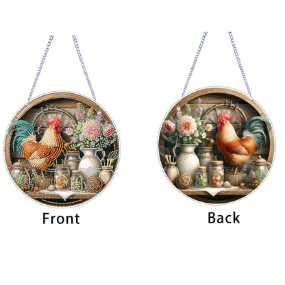 Rooster 2D Flat DIY Acrylic Diamond Art Pendant Craft Kit for Home Wall Decor