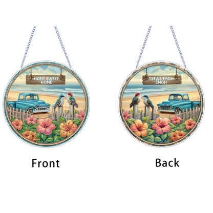 Car 2D Flat DIY Acrylic Diamond Art Pendant Craft Kit for Home Wall Decoration