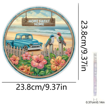 Car 2D Flat DIY Acrylic Diamond Art Pendant Craft Kit for Home Wall Decoration