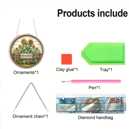 Sunflower 2D Flat DIY Acrylic Diamond Art Pendant Craft Kit for Home Wall Decor