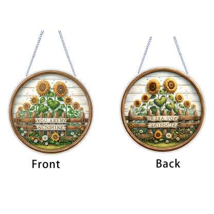 Sunflower 2D Flat DIY Acrylic Diamond Art Pendant Craft Kit for Home Wall Decor