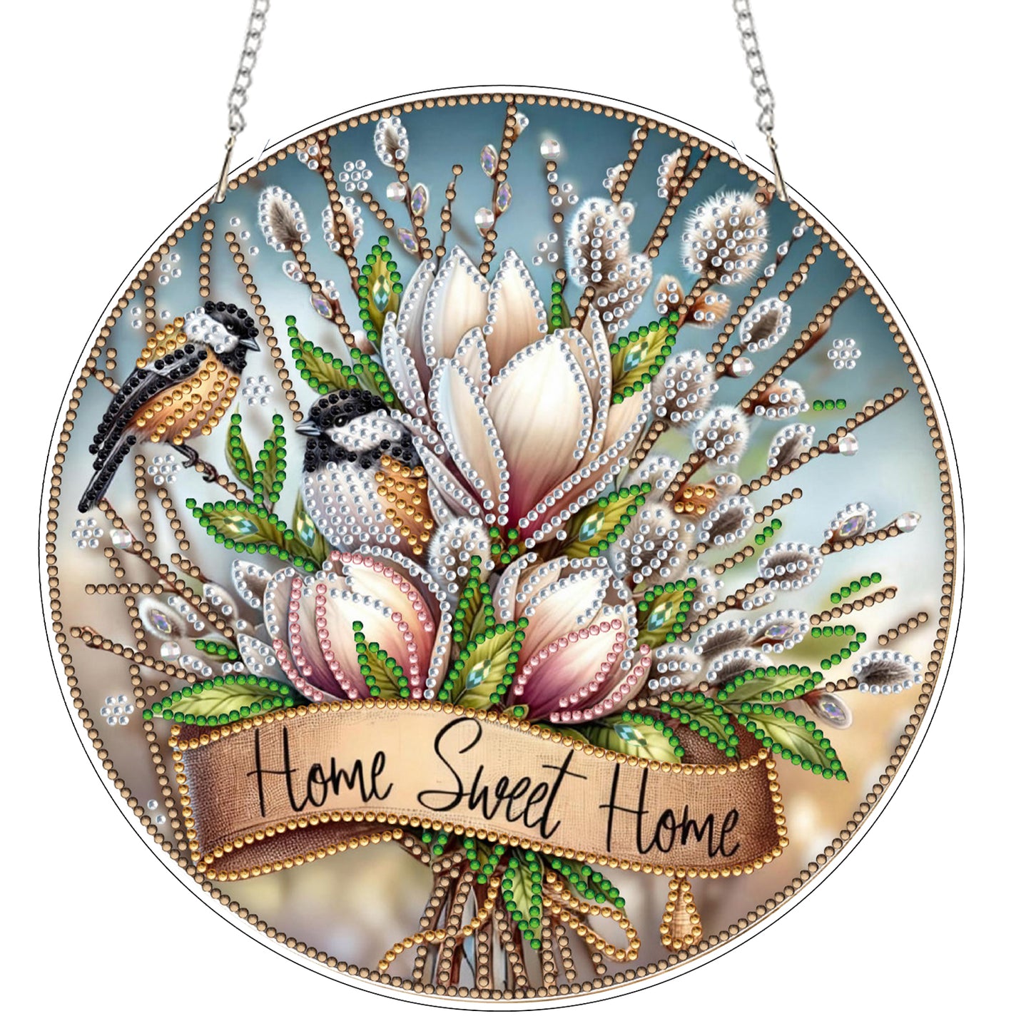 Garden Bird 2D Flat DIY Acrylic Diamond Art Pendant Craft for Home Wall Decor