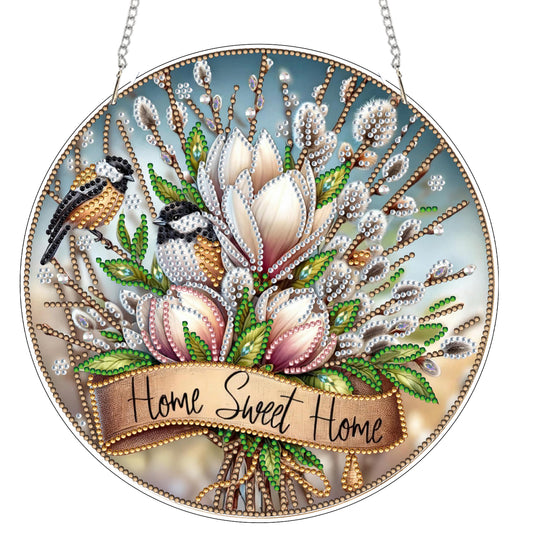 Garden Bird 2D Flat DIY Acrylic Diamond Art Pendant Craft for Home Wall Decor