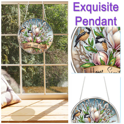 Garden Bird 2D Flat DIY Acrylic Diamond Art Pendant Craft for Home Wall Decor