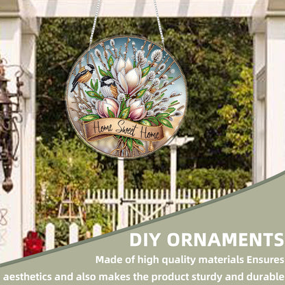 Garden Bird 2D Flat DIY Acrylic Diamond Art Pendant Craft for Home Wall Decor