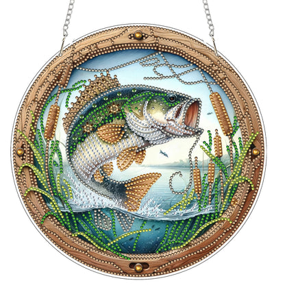 Fish 2D Flat DIY Acrylic Diamond Art Pendant Craft Kit for Home Wall Decoration