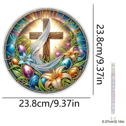 Cross 2D Flat DIY Acrylic Diamond Art Pendant Craft Kit for Home Wall Decoration