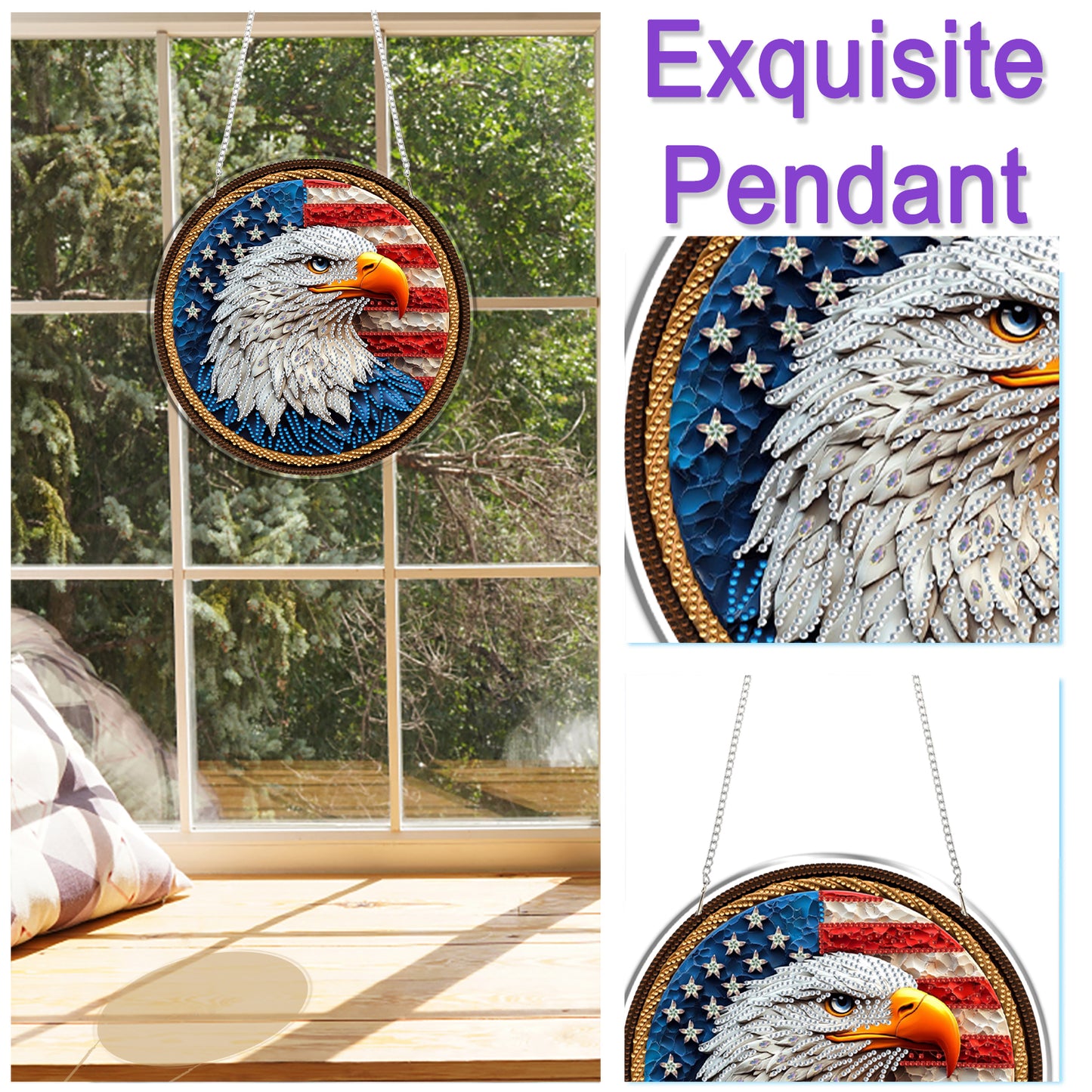 Eagle 2D Flat DIY Acrylic Diamond Art Pendant Craft Kit for Home Wall Decoration
