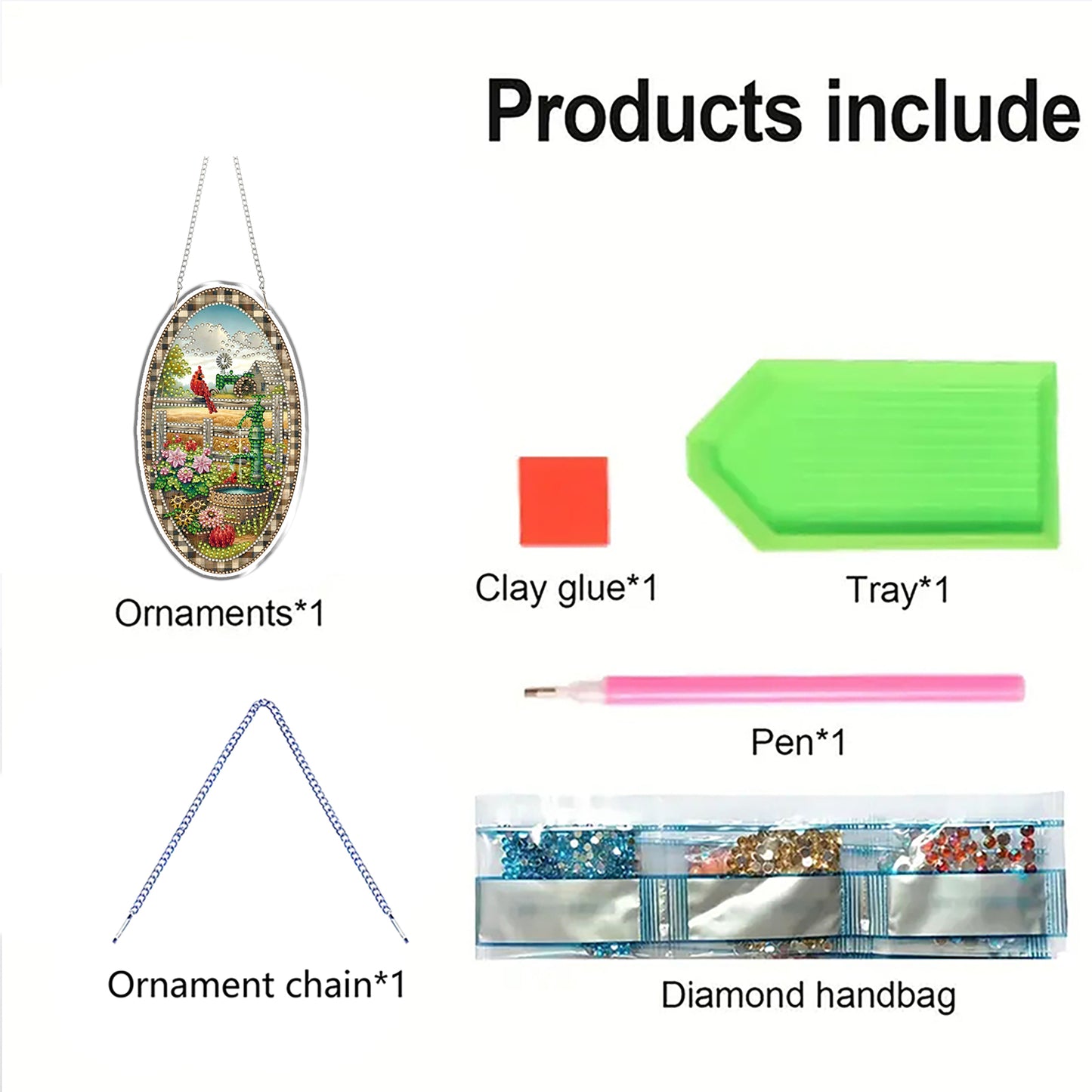 Cardinal 2D Flat DIY Acrylic Diamond Art Pendant Craft Kit for Home Wall Decor