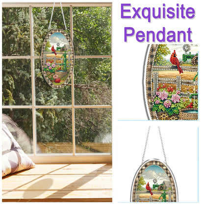 Cardinal 2D Flat DIY Acrylic Diamond Art Pendant Craft Kit for Home Wall Decor